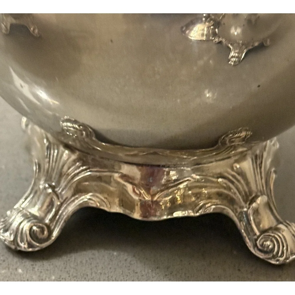 Vintage FB Rogers Silverplate Tea Coffee Pot Sugar Creamer W/ Lid Ornate Set 3